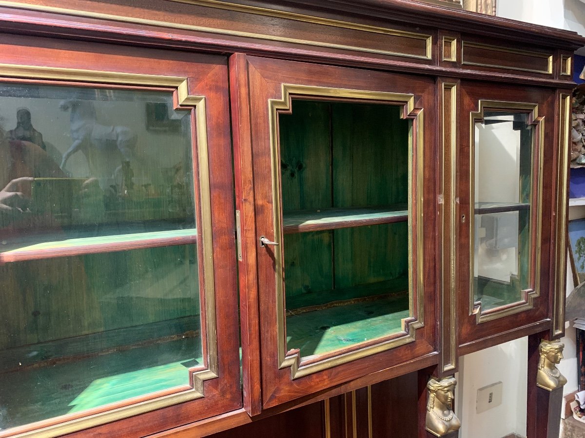 Mahogany Display Cabinet With Neoclassical Bronze Elements: Late 19th Century-photo-5