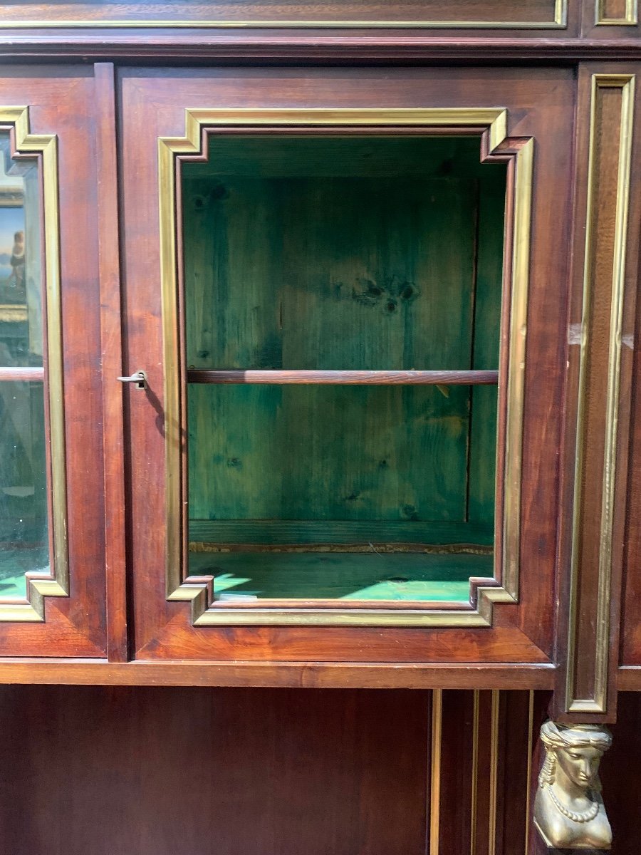 Mahogany Display Cabinet With Neoclassical Bronze Elements: Late 19th Century-photo-7