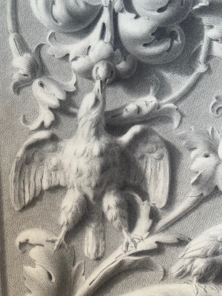 étude Académique d'Un Frieze En Plâtre : Grotesques, Dragons Et Oiseaux, 1864-photo-1