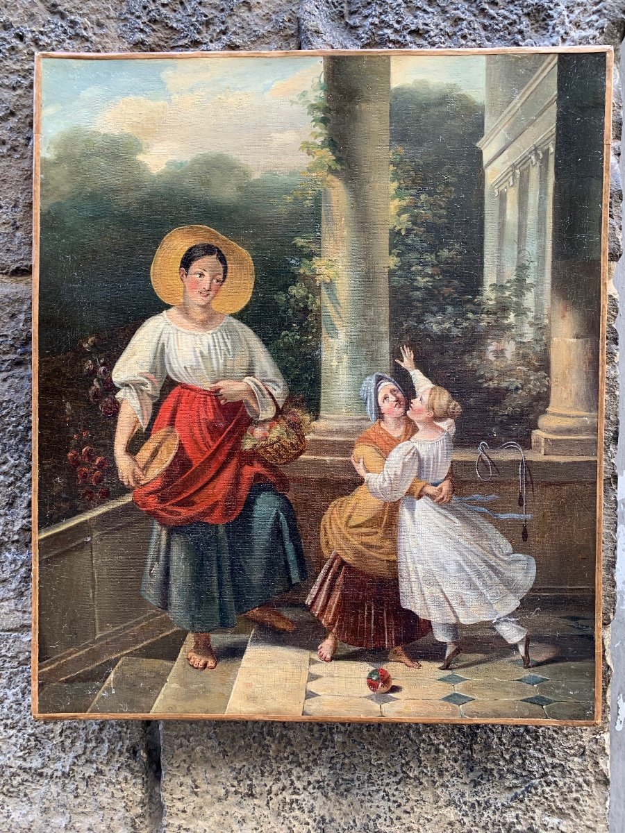 Paysanne Et Petite Dame Avec Des Jouets. Europe, époque Du Romantisme, Milieu Du XIXe Siècle-photo-7