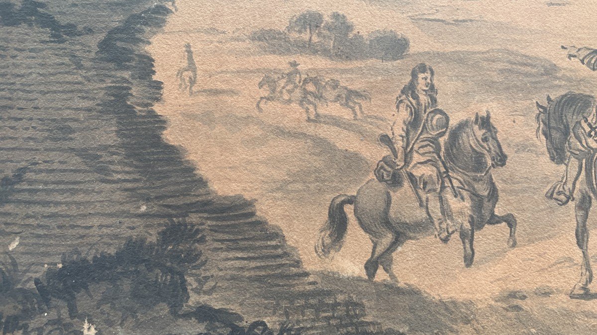 Drawing Of Horsemen With Ruins And A City In The Background.-photo-4