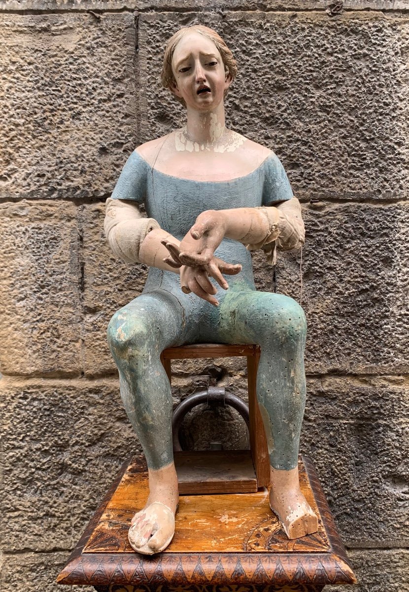 Antique Mannequin Of A Seated Saint, Late 18th - Early 19th Century