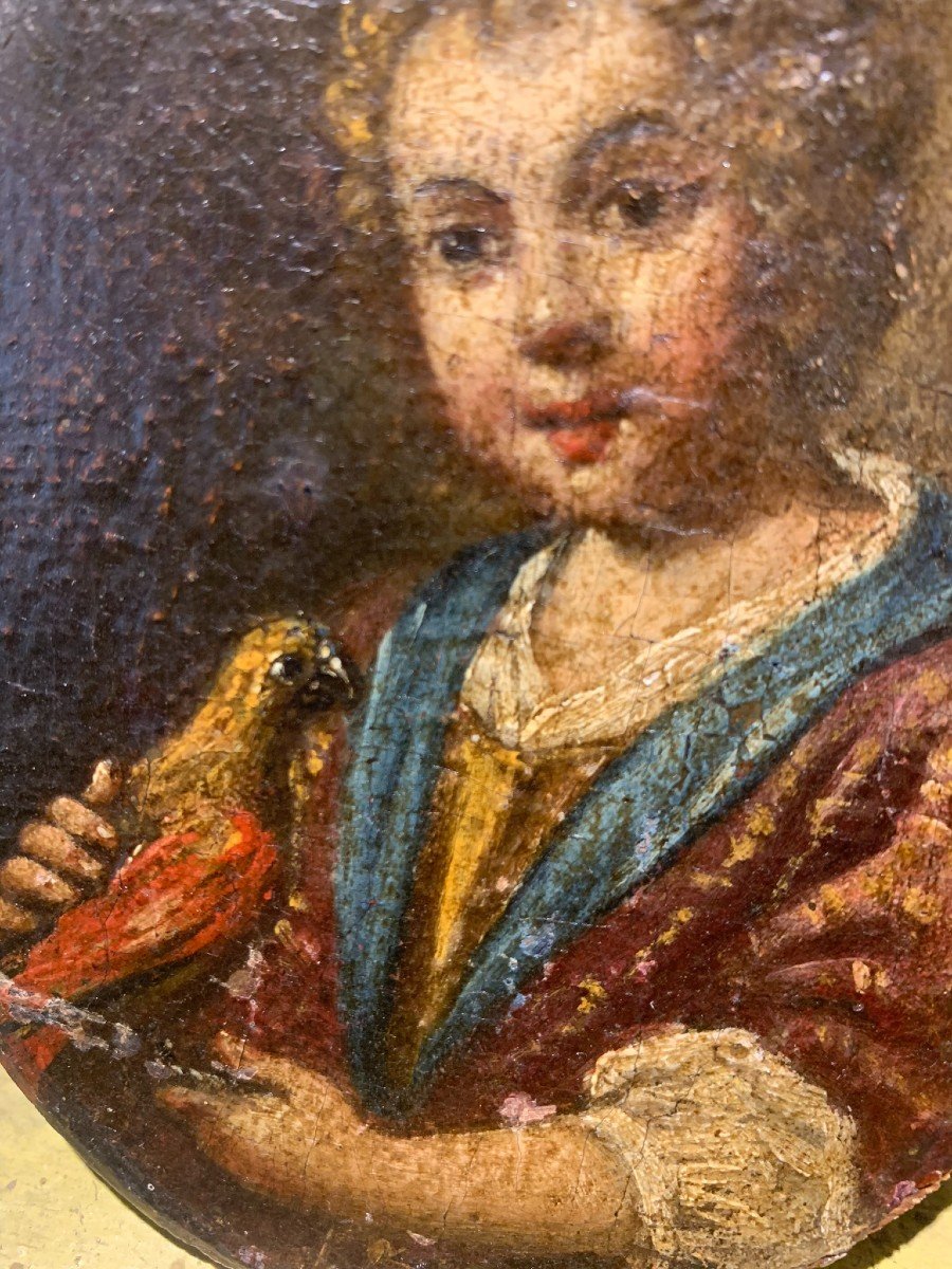 Portrait Of A Child Playing With A Bird.  Attributed To Antonio Amorosi (1660-1738)-photo-2