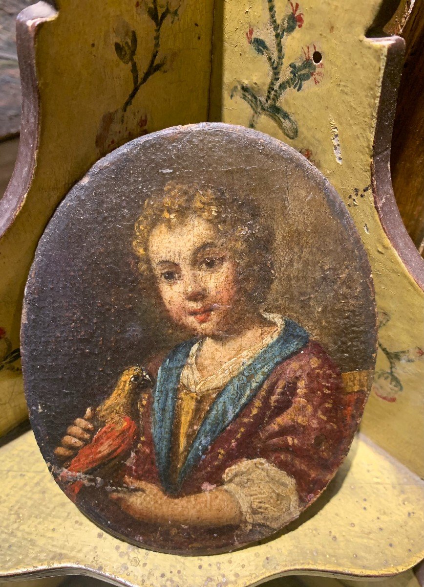 Portrait Of A Child Playing With A Bird.  Attributed To Antonio Amorosi (1660-1738)-photo-1