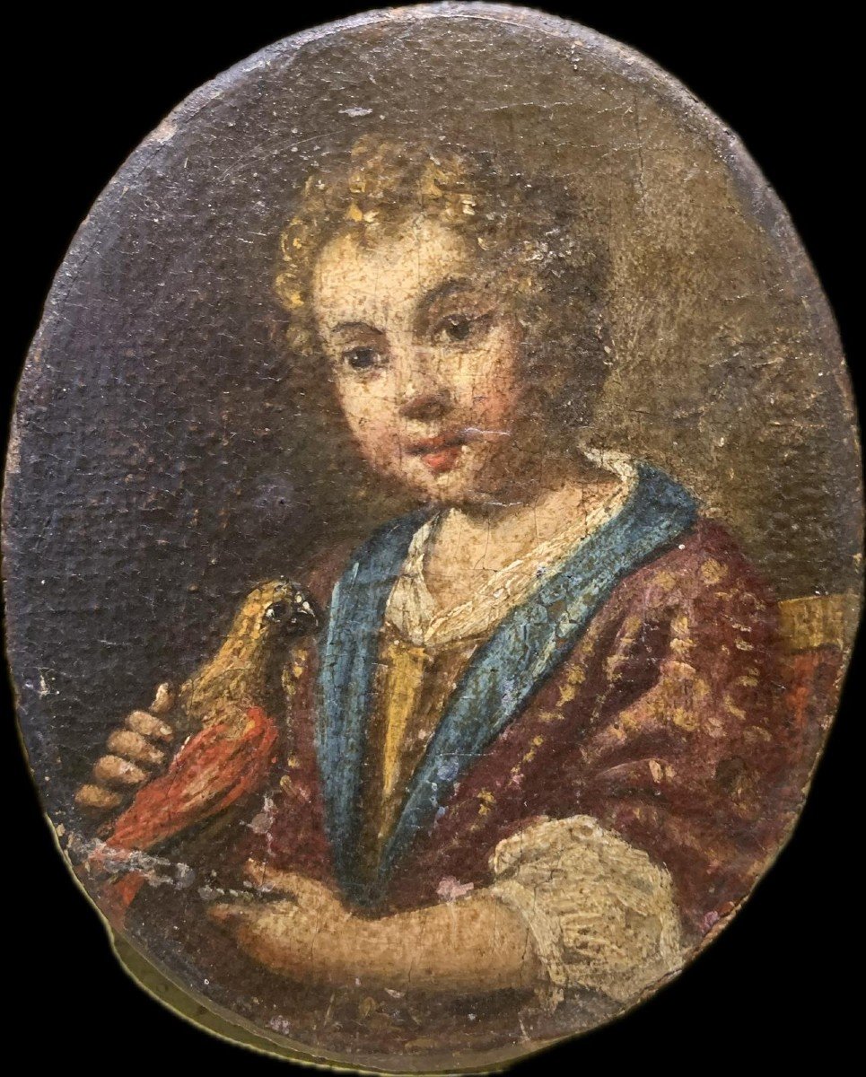 Portrait Of A Child Playing With A Bird.  Attributed To Antonio Amorosi (1660-1738)-photo-3