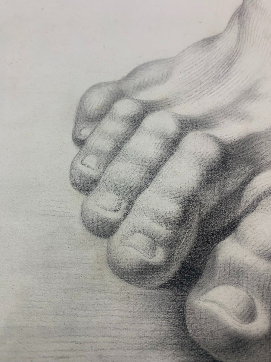 Academic Study From The Accademia Albertina: Study Of Two Plaster Feet, 19th Century-photo-2