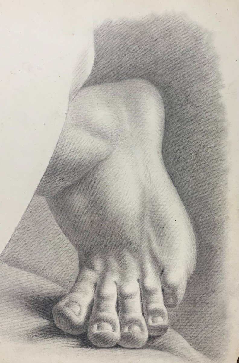 Academic Study From The Accademia Albertina: Study Of Two Plaster Feet, 19th Century-photo-4