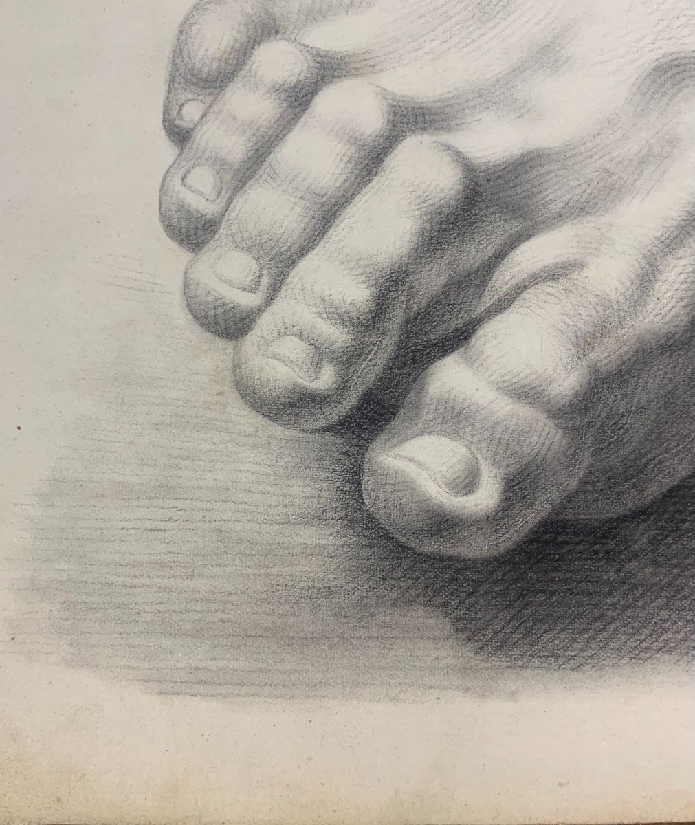 Academic Study From The Accademia Albertina: Study Of Two Plaster Feet, 19th Century-photo-5