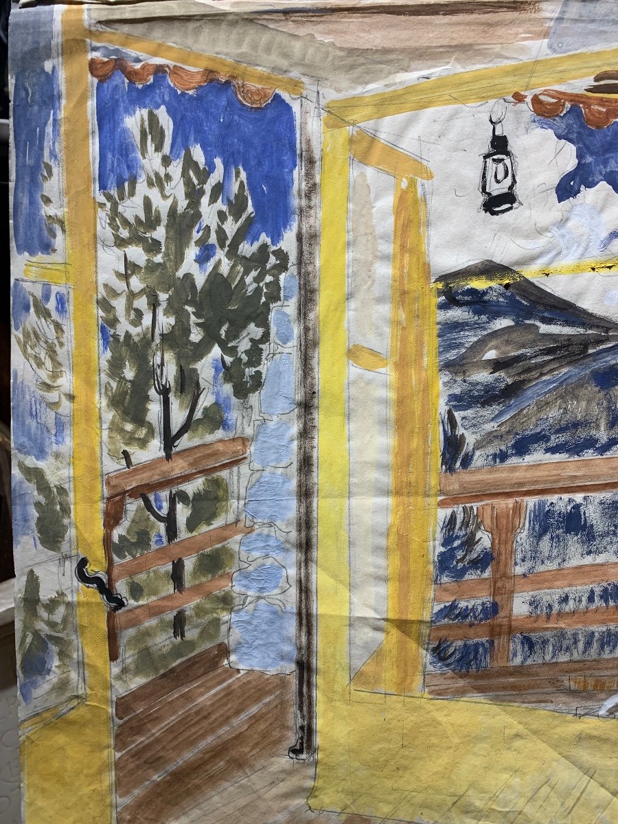 Post-impressionist Drawing By Gabrielle Ricard-cordingley. Mountain Chalet And Landscape-photo-3