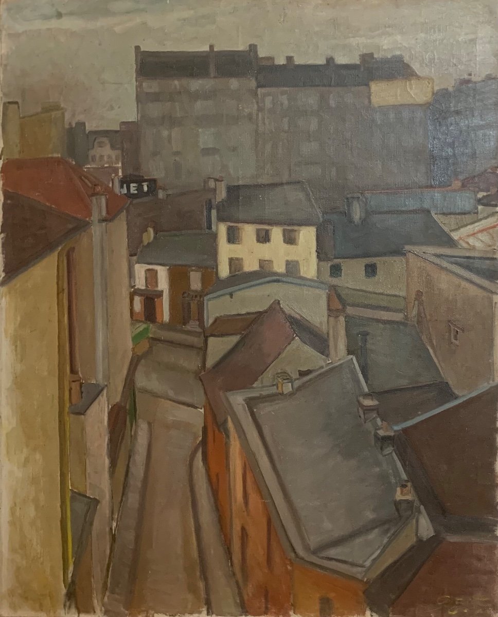 Silence Urbain Sur Les Toits De Paris, Vers 1920-1930, 100 X 81 Cm 