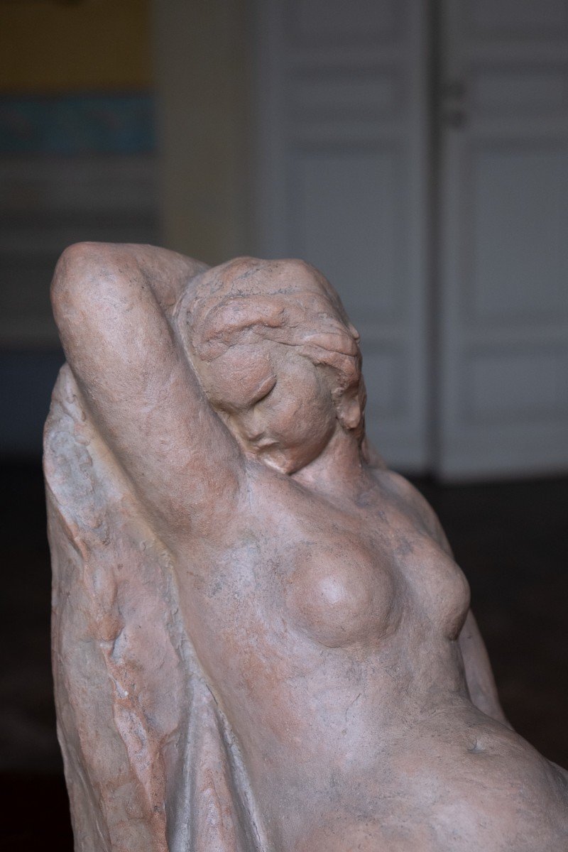 Woman Laying. Circa 1930-1940, Giorgio Rossi (1894–1981), Tuscan Sculptor, 39 Cm-photo-2