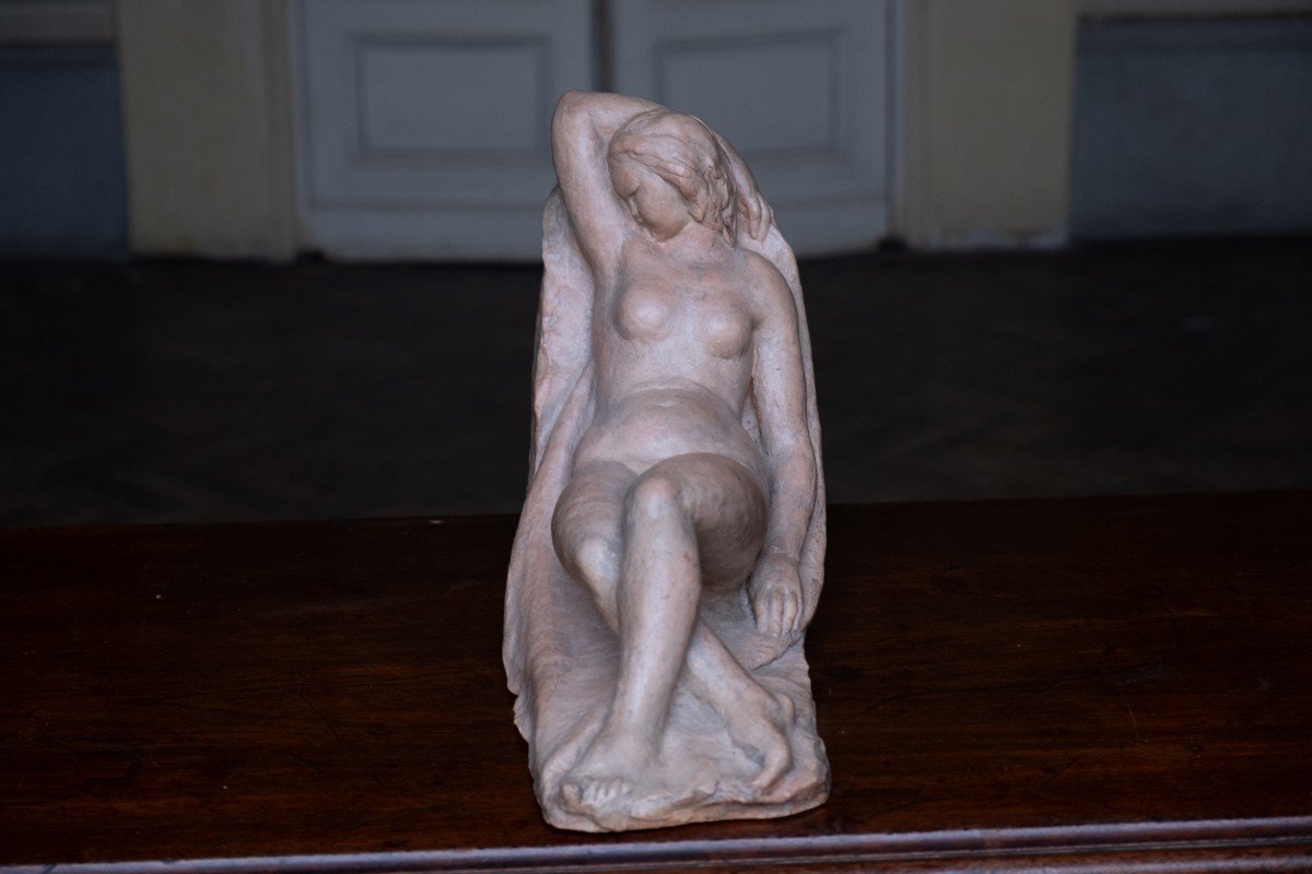 Woman Laying. Circa 1930-1940, Giorgio Rossi (1894–1981), Tuscan Sculptor, 39 Cm-photo-1