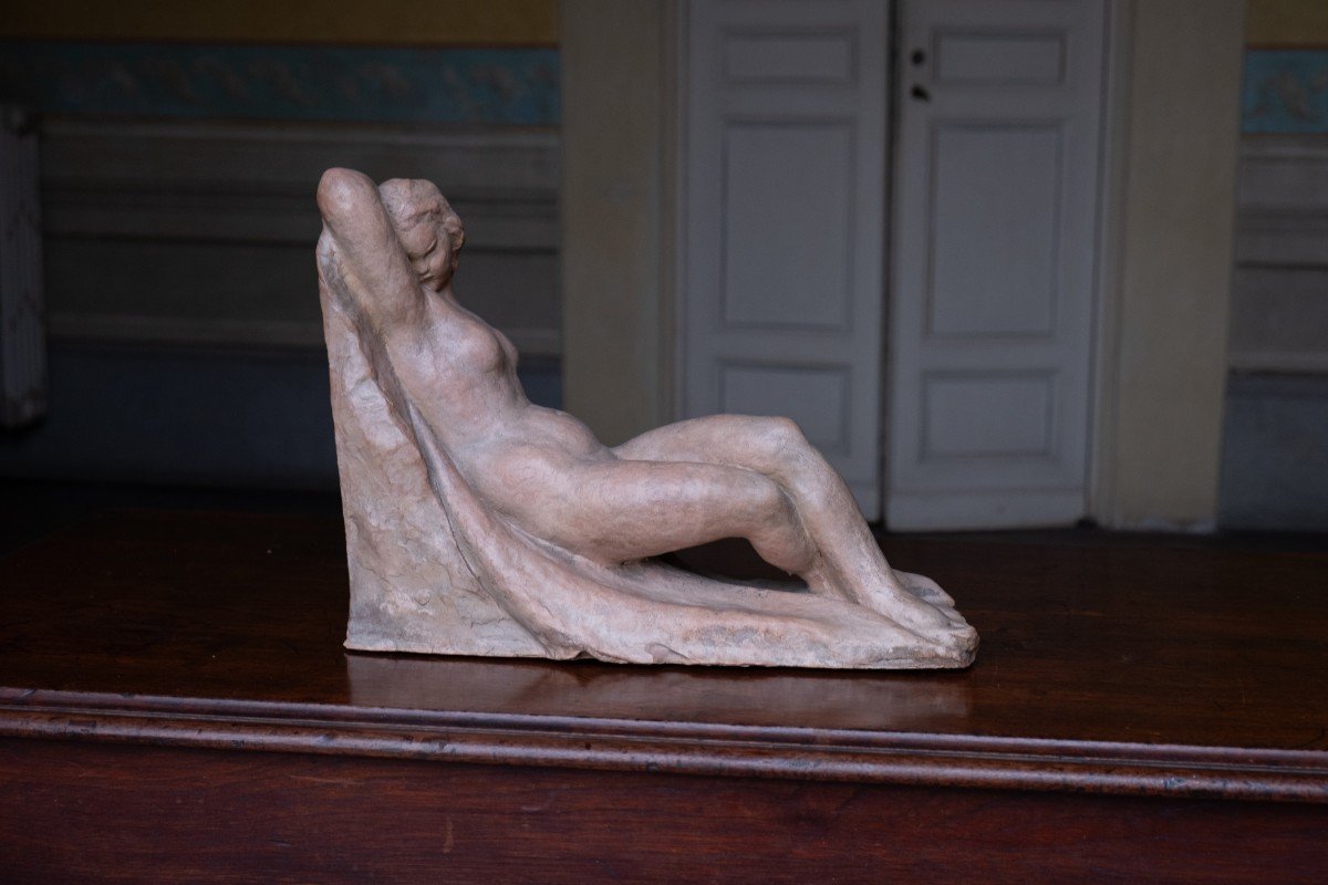 Woman Laying. Circa 1930-1940, Giorgio Rossi (1894–1981), Tuscan Sculptor, 39 Cm-photo-2