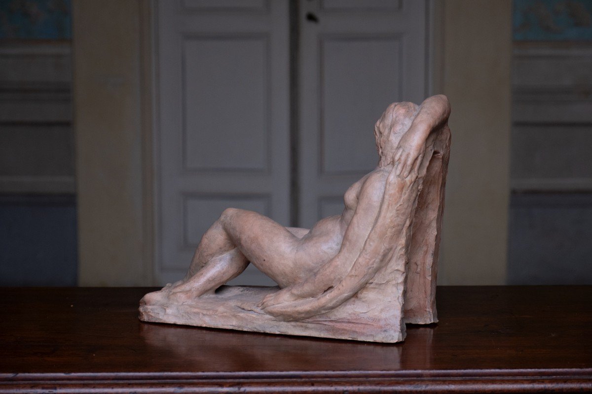 Woman Laying. Circa 1930-1940, Giorgio Rossi (1894–1981), Tuscan Sculptor, 39 Cm-photo-4