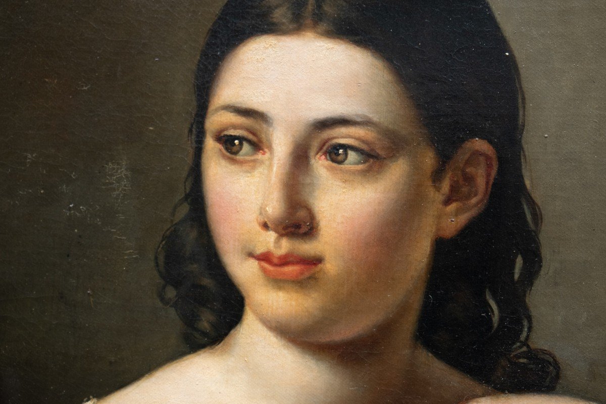 Portrait Romantique d'Une Jeune Fille Tenant Des Fleurs. Fin Des Années 1820-photo-5