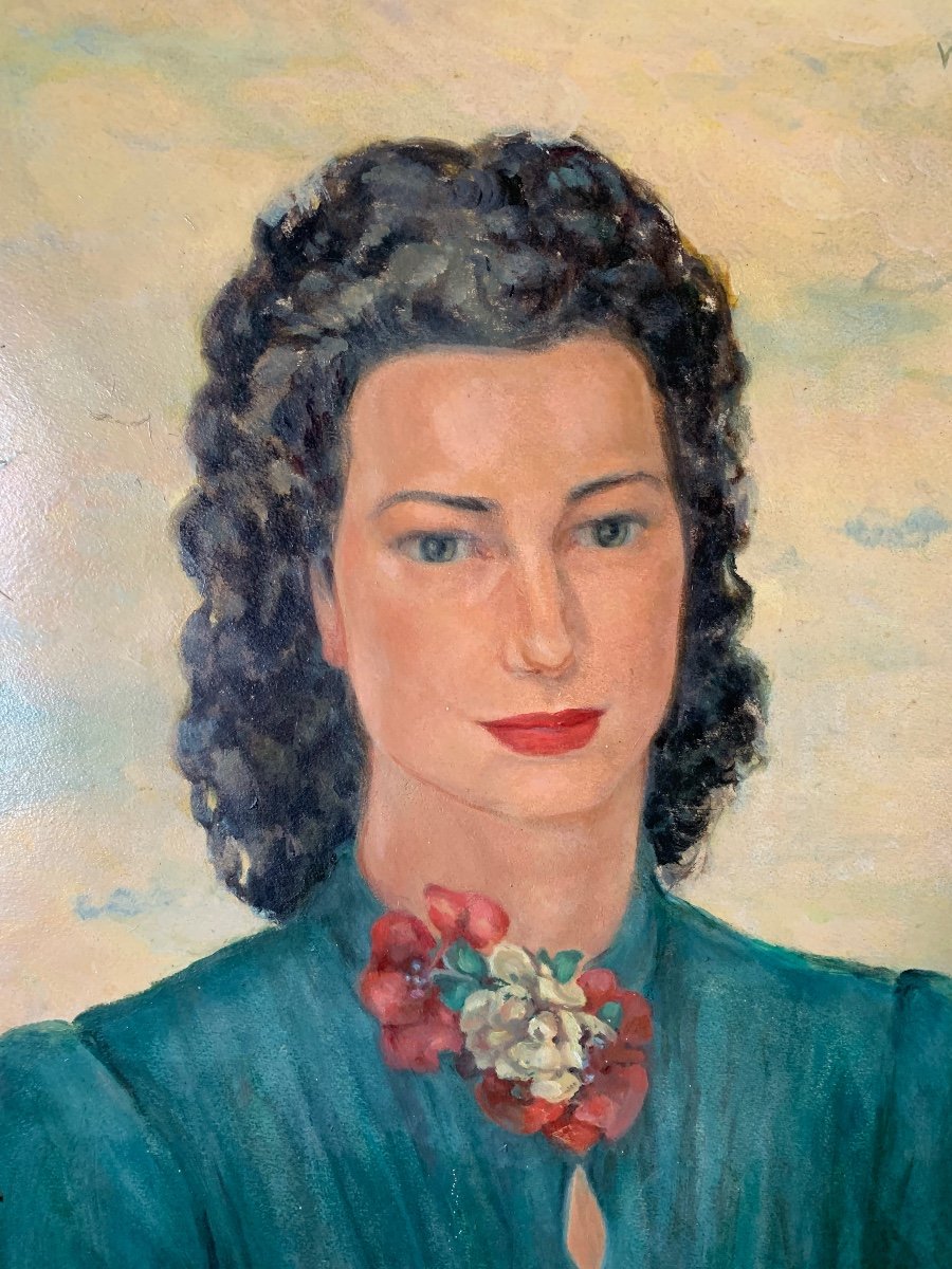 Portrait De Femme, Années 1940-50. Signé Vera D’angara, Actrice Italo-russe-photo-2