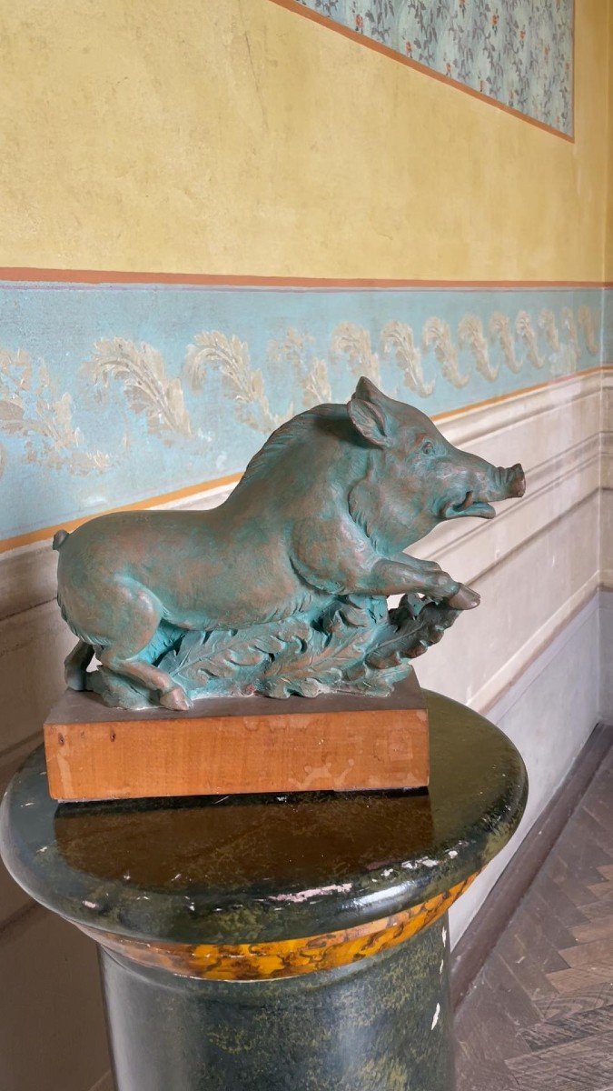 Wild Boar, Terracotta Sculpture With Bronze Patina, 1930s-40s, Giorgio Rossi (1894–1981)-photo-6