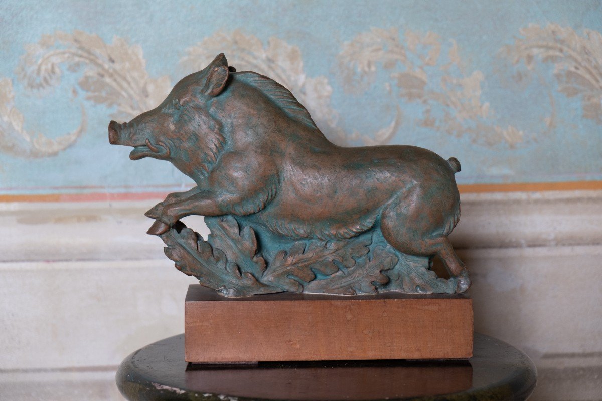 Wild Boar, Terracotta Sculpture With Bronze Patina, 1930s-40s, Giorgio Rossi (1894–1981)-photo-7