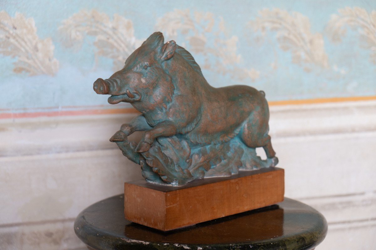 Wild Boar, Terracotta Sculpture With Bronze Patina, 1930s-40s, Giorgio Rossi (1894–1981)-photo-8