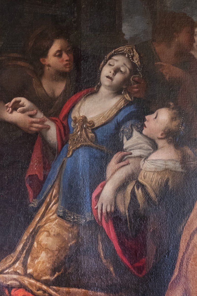 Esther Et Assuérus, Peintre D’italie Du Nord, XVIIe Siècle.dim. Cm160x230-photo-5