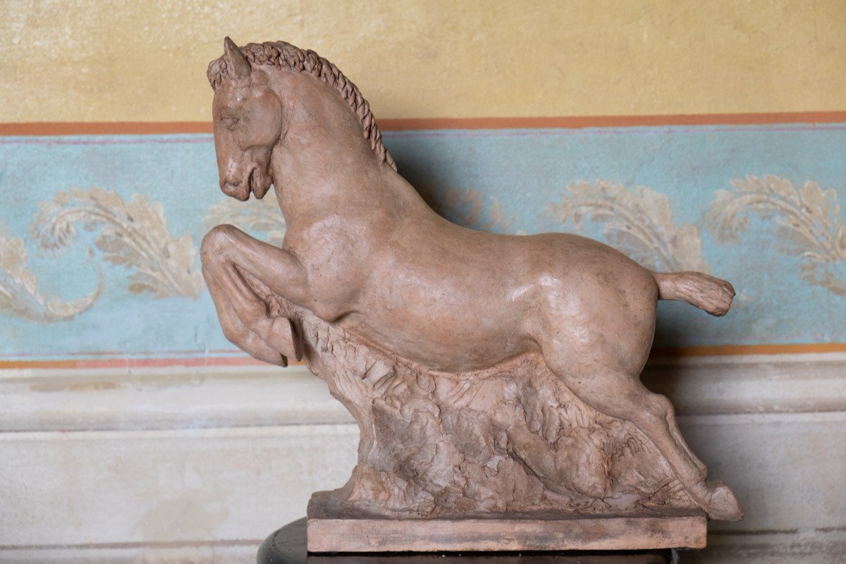 Cheval Au Galop En Terre Cuite, Vers 1930-40, Giorgio Rossi (1894-1981).  -photo-4