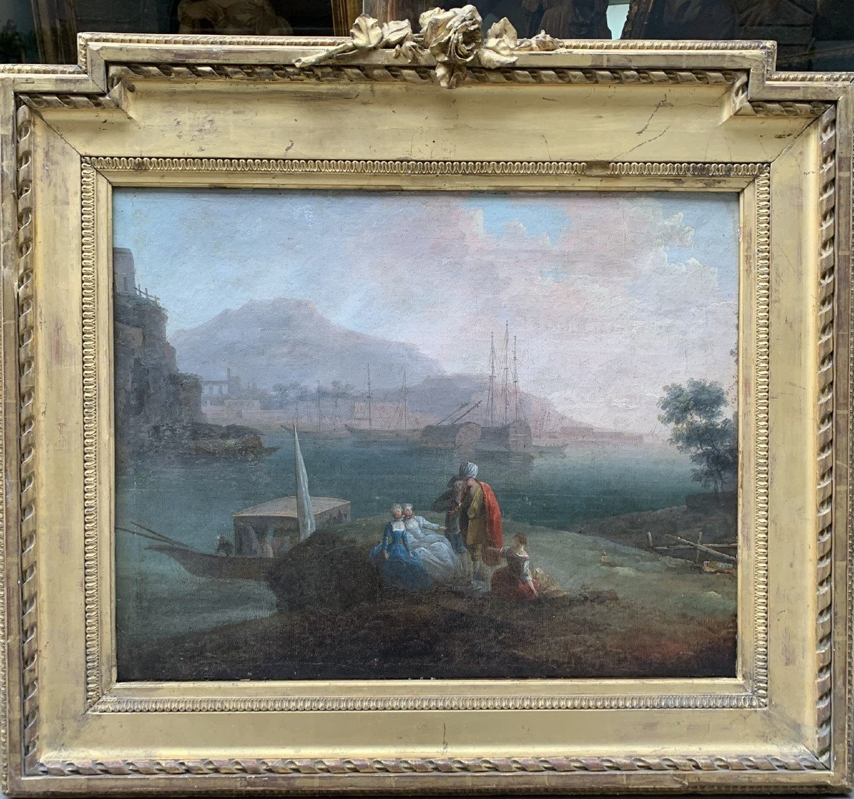 Vue De Port Avec Figures Et Un Turc, Fin XVIIIe - XIXe 