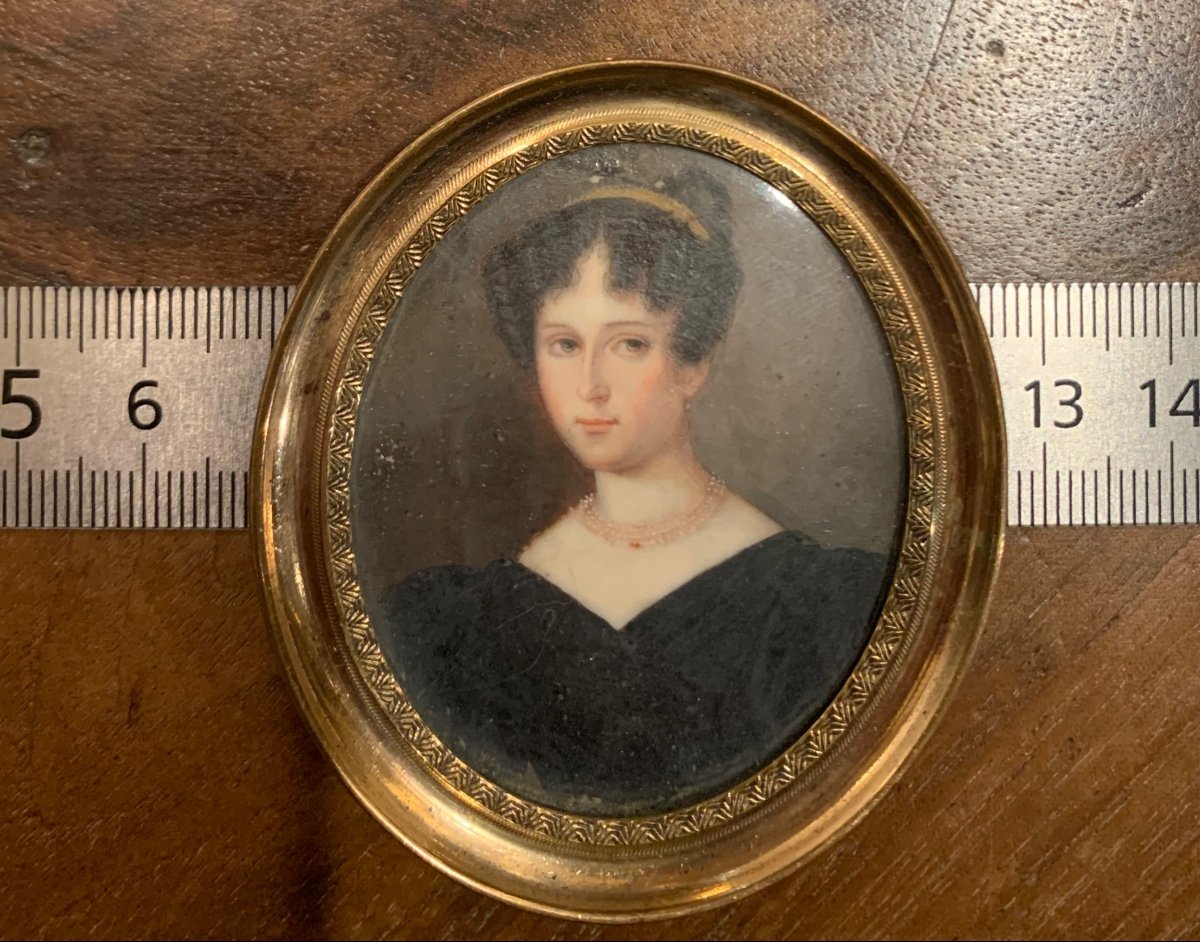 Portrait De Femme Aux Boucles Frontales Et Diadème, Ca 1820-photo-4