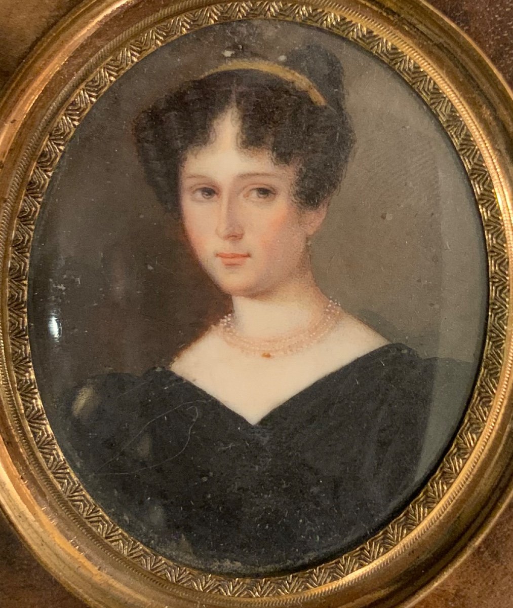 Portrait De Femme Aux Boucles Frontales Et Diadème, Ca 1820-photo-5