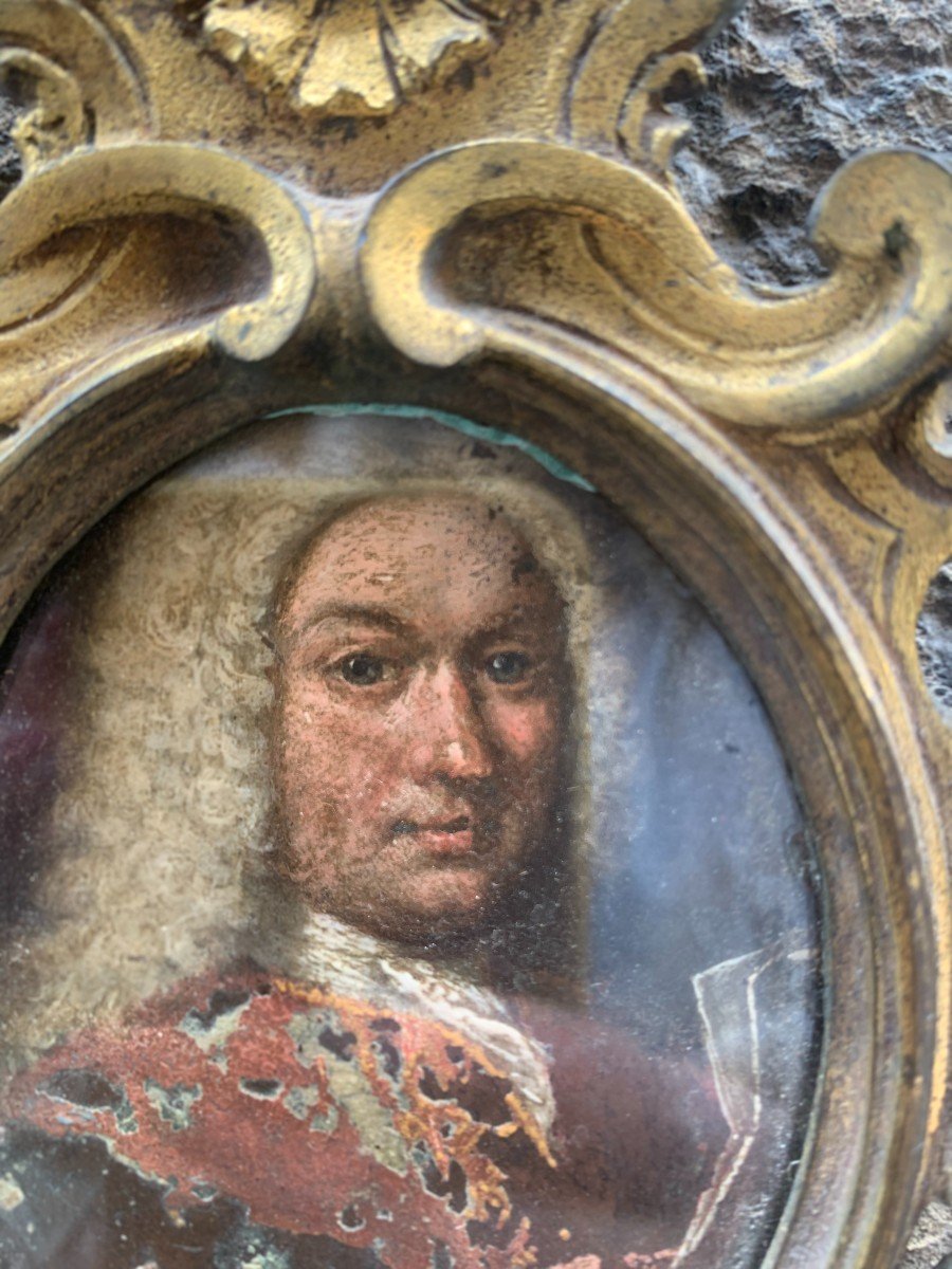 Portrait Of A Man With Wig And Document In Hand.  Late 17th - Early 18th Century   -photo-3