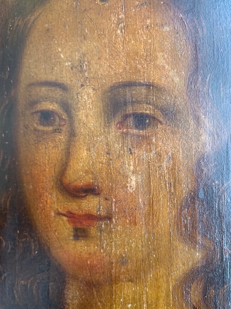 Sainte Clotilde. Peinture Sur Bois. Vers 1700-photo-3