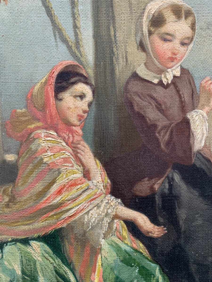 Deux Jeunes Femmes Près d'Un Puits, Vers 1850 . Monogrammé -photo-7