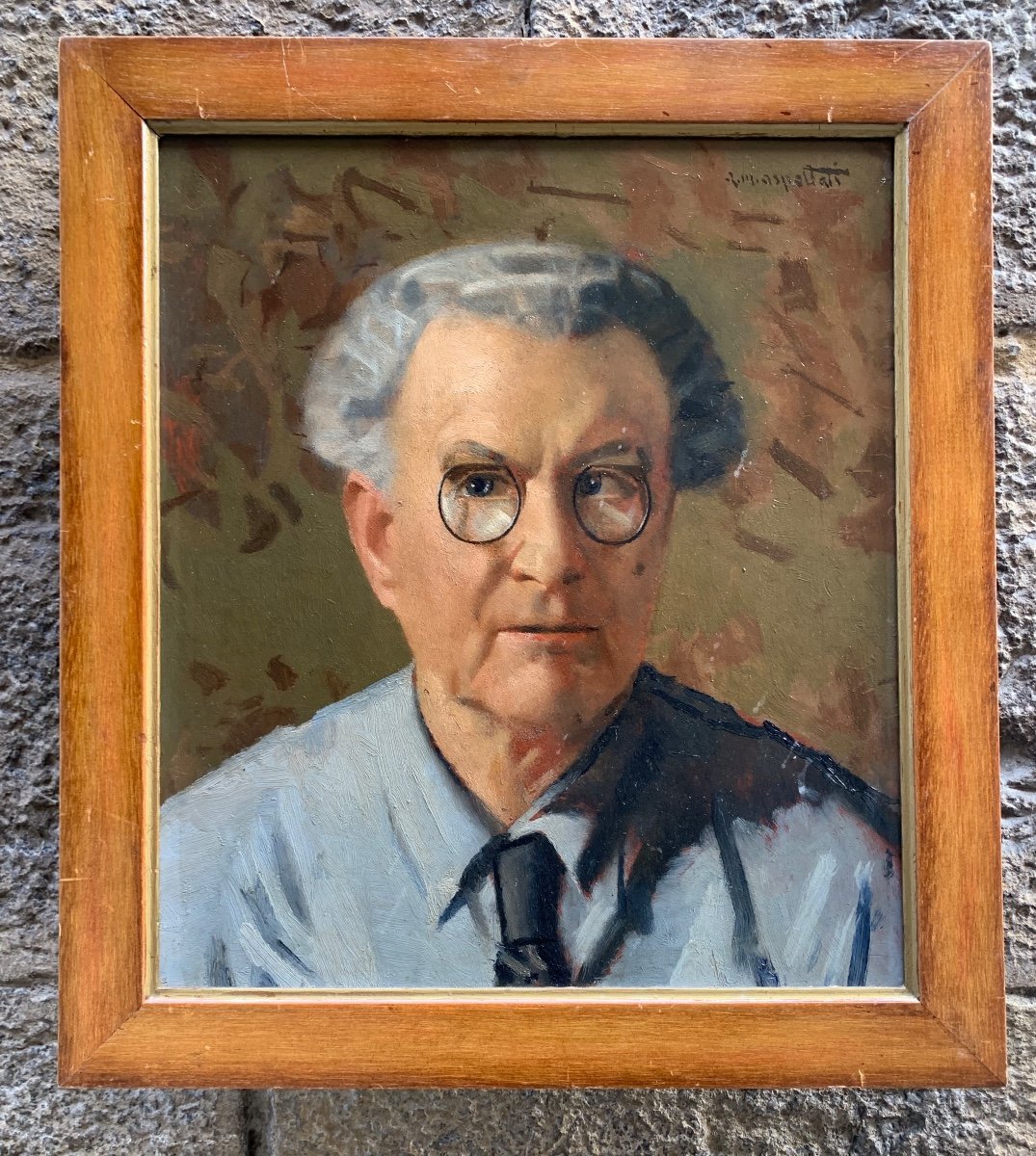 Autoportrait Du Peintre Antonio Maria Aspettati (Florence, 1880 - 1949) . Années 1940