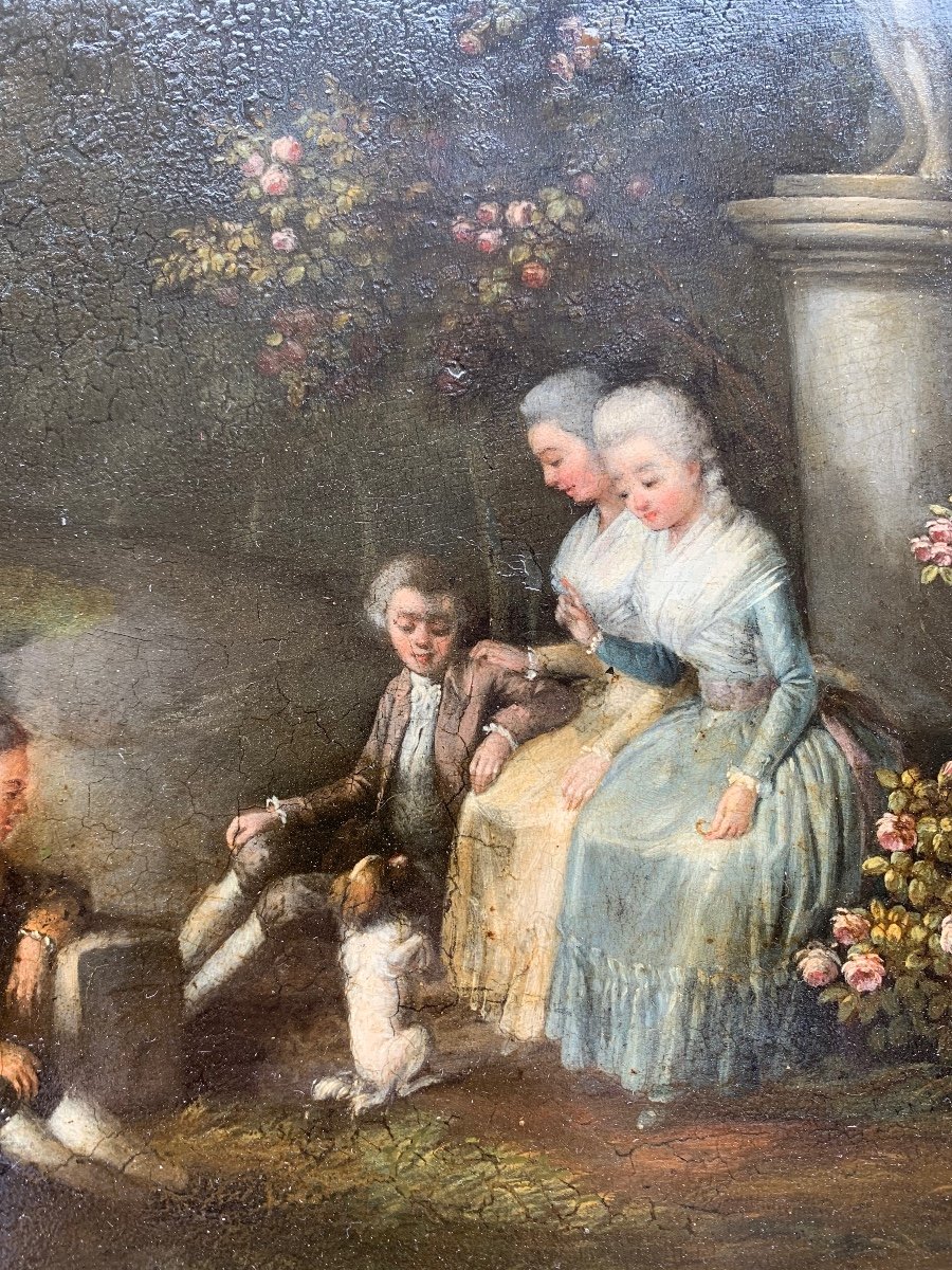 Gallant Conversation At The Foot Of Venus Oil On Parqueted Panel, Circa 1830-1840-photo-2