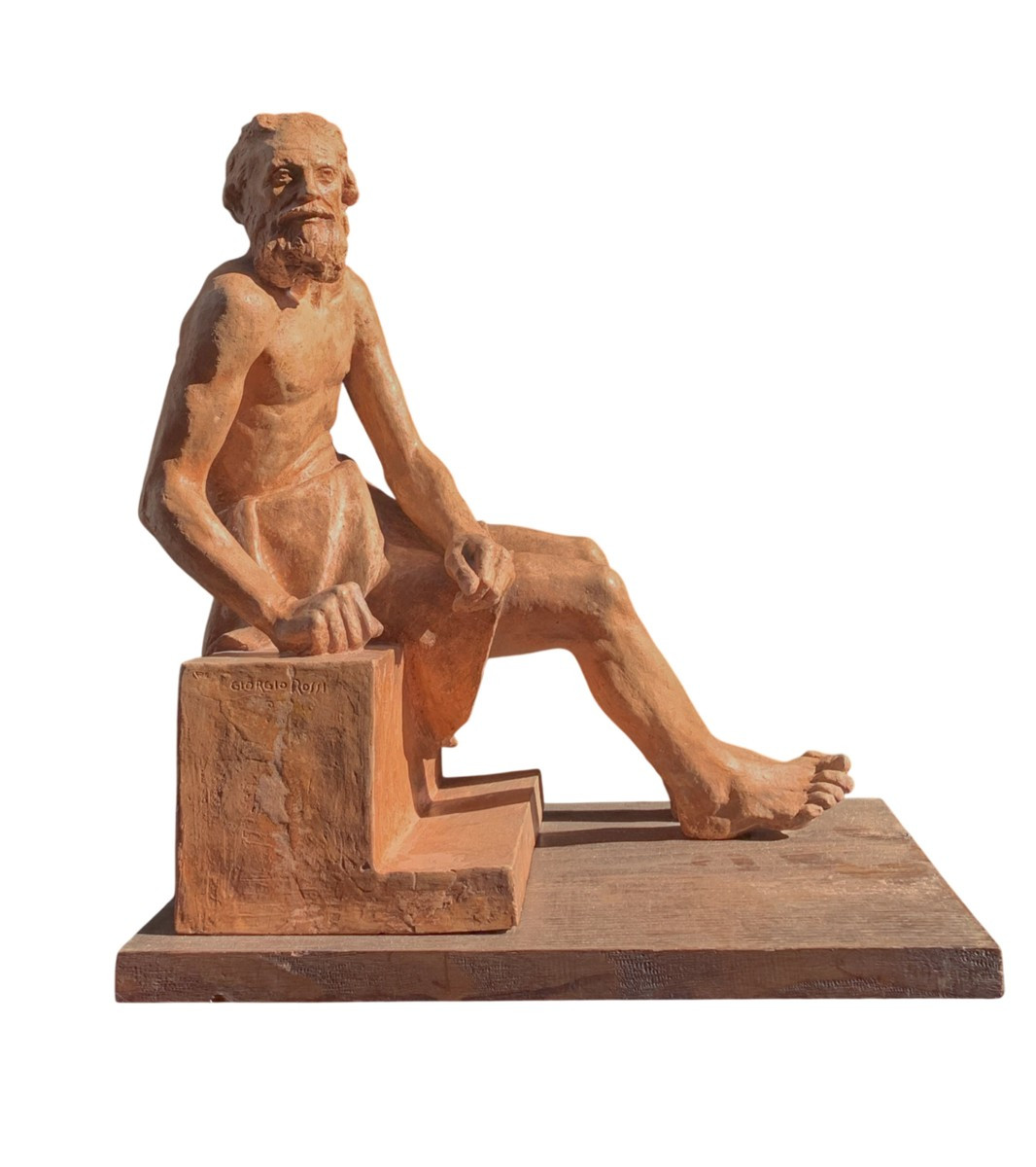 Philosopher Diogenes. Terracotta Sculpture, 1939, Giorgio Rossi (1894-1981): Tuscan Sculptor.-photo-3