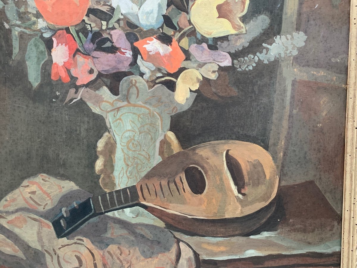 Nature Morte Avec Instrument De Musique.  Circa 1940.-photo-3