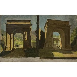 Palladio Arches In The Park. Sketches With Architecture. Late XIX Century.