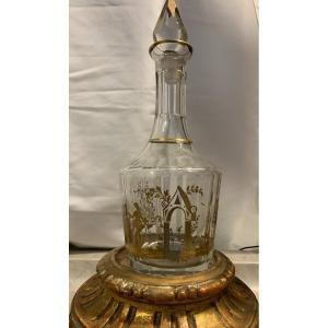 Gold-painted Glass Carafe With Gallant Scenes. Italy. Late 19th Century