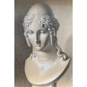 XIX Century Academic Study Of The Head Of Helen Of Troy By Canova. Cm 63 X Cm 46