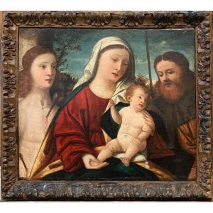 Madonna And Child With Saints Sebastian And Roch. Francesco Rizzo Da Santacroce, Attrib