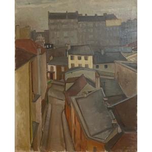 Silence Urbain Sur Les Toits De Paris, Vers 1920-1930, 100 X 81 Cm 