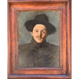  Portrait Of A Men  ( Giacomo Puccini? )  With Glasses And Mustache, Signed Oreste Bernardini.