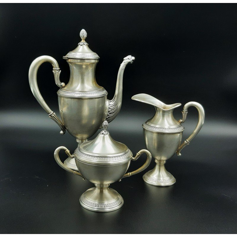 Three-piece Service In 800 Silver From The Mid-20th Century.-photo-3