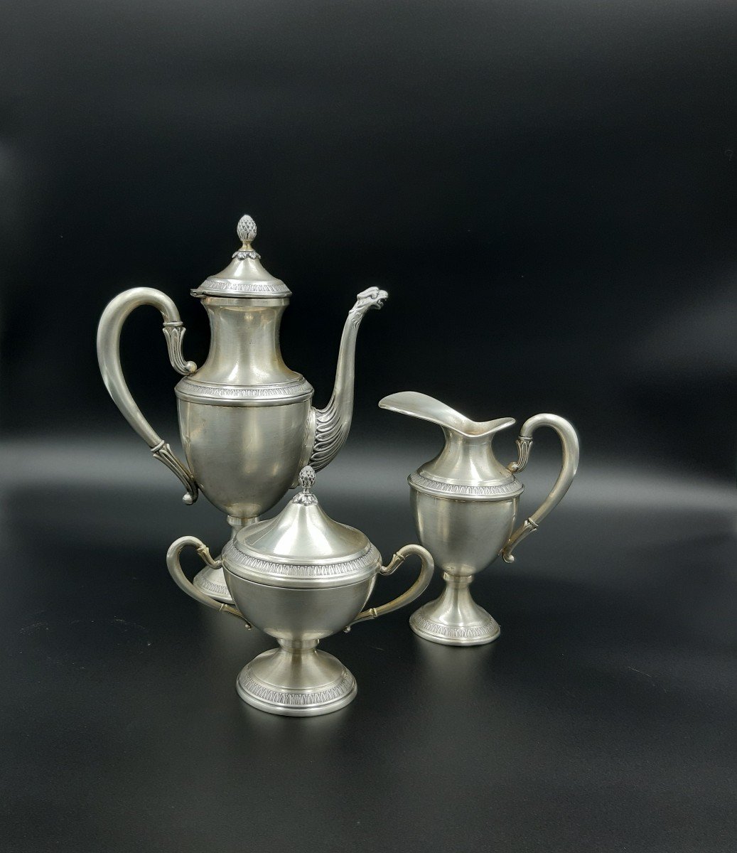 Three-piece Service In 800 Silver From The Mid-20th Century.-photo-5