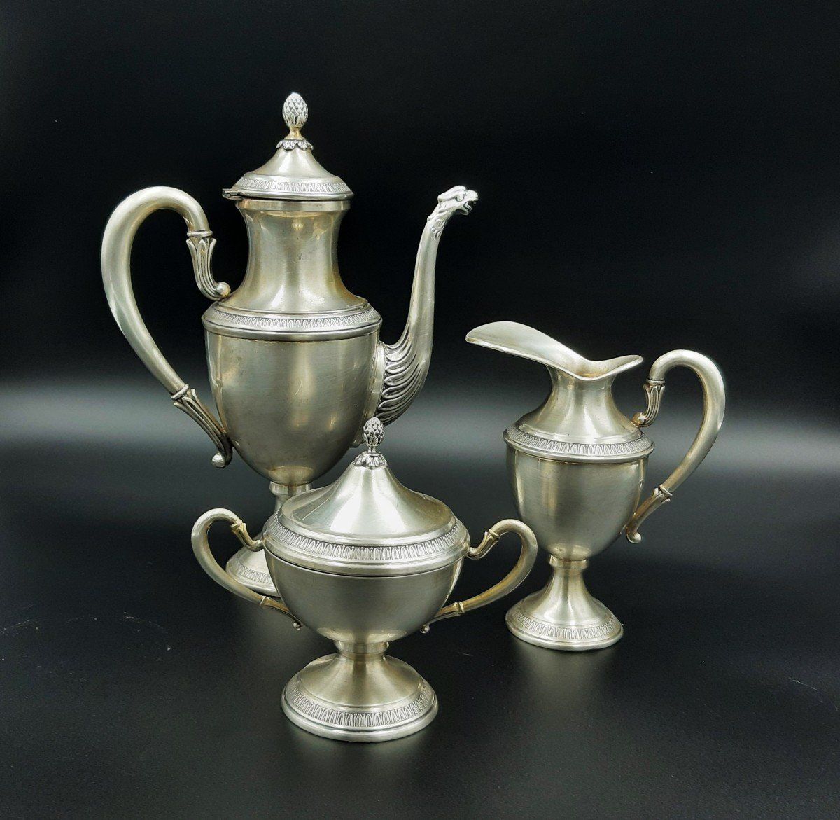 Three-piece Service In 800 Silver From The Mid-20th Century.