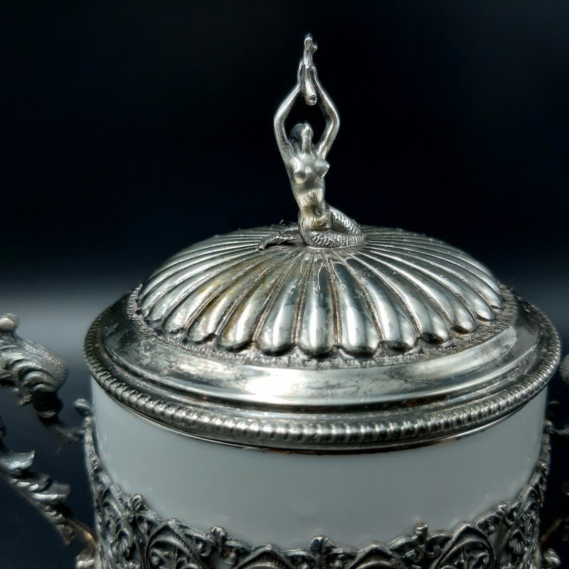 Coffee Service In 800 Silver And J. Kronester Bavaria Porcelain From The First Half Of The 20th-photo-2