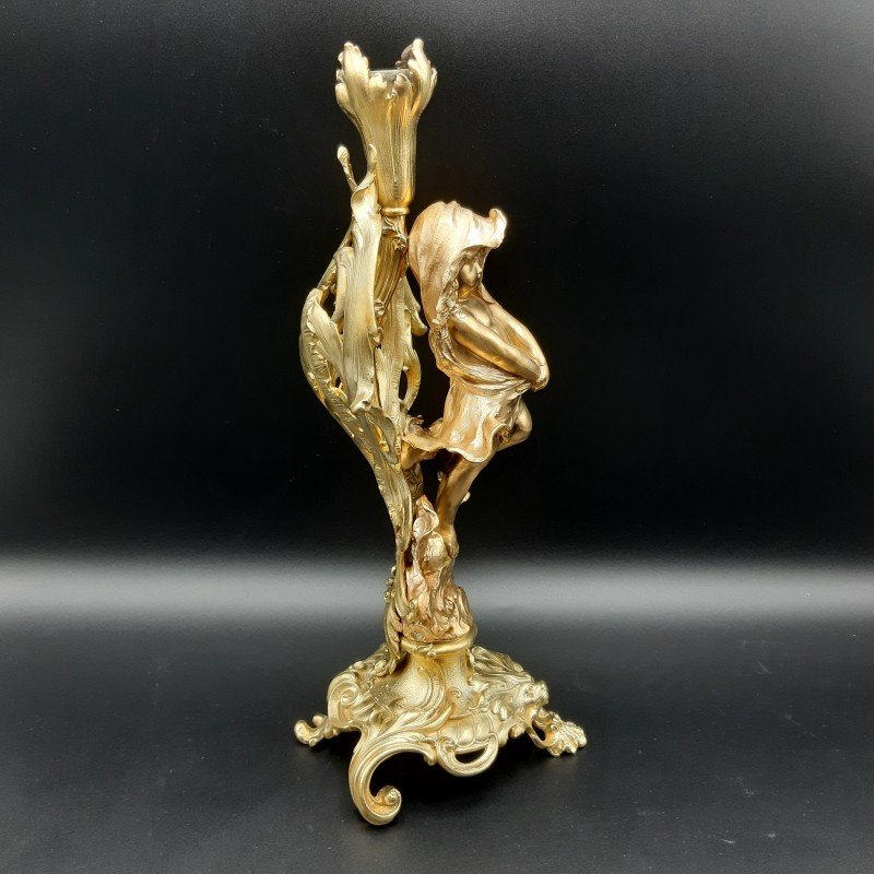 Pair Of 19th Century Gilded Bronze Candelabra-photo-2