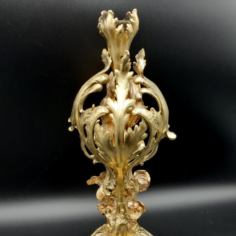 Pair Of 19th Century Gilded Bronze Candelabra-photo-1