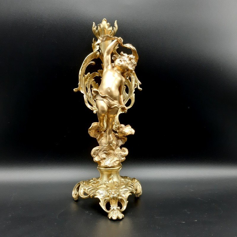 Pair Of 19th Century Gilded Bronze Candelabra-photo-2