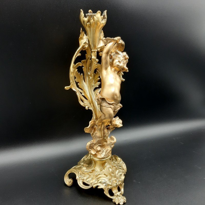 Pair Of 19th Century Gilded Bronze Candelabra-photo-3