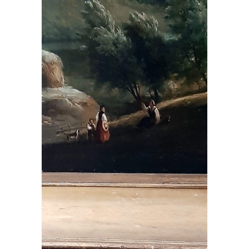 Old Landscape Painting With Characters From The 19th Century-photo-4